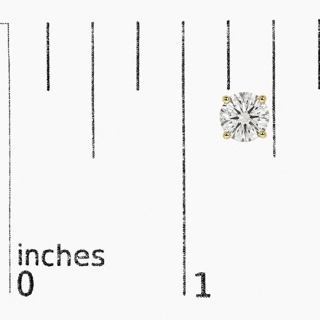 14K Gold Round Lab Grown Diamond Solitaire Stud Earrings with Push Backs