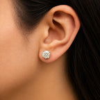 14K Gold Round Lab Grown Diamond Solitaire Stud Earrings with Push Backs