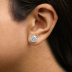14K Gold Round Lab Grown Diamond Solitaire Stud Earrings with Push Backs