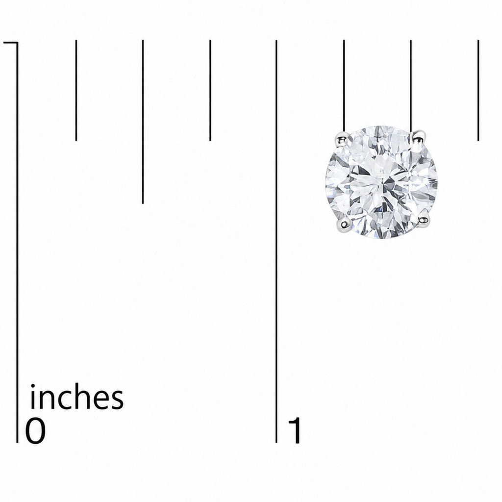 14K Gold Round Lab Grown Diamond Solitaire Stud Earrings with Push Backs