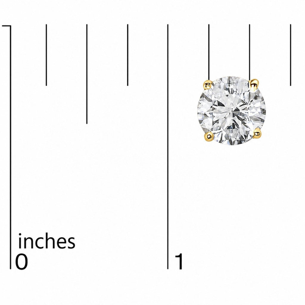 14K Gold Round Lab Grown Diamond Solitaire Stud Earrings with Push Backs