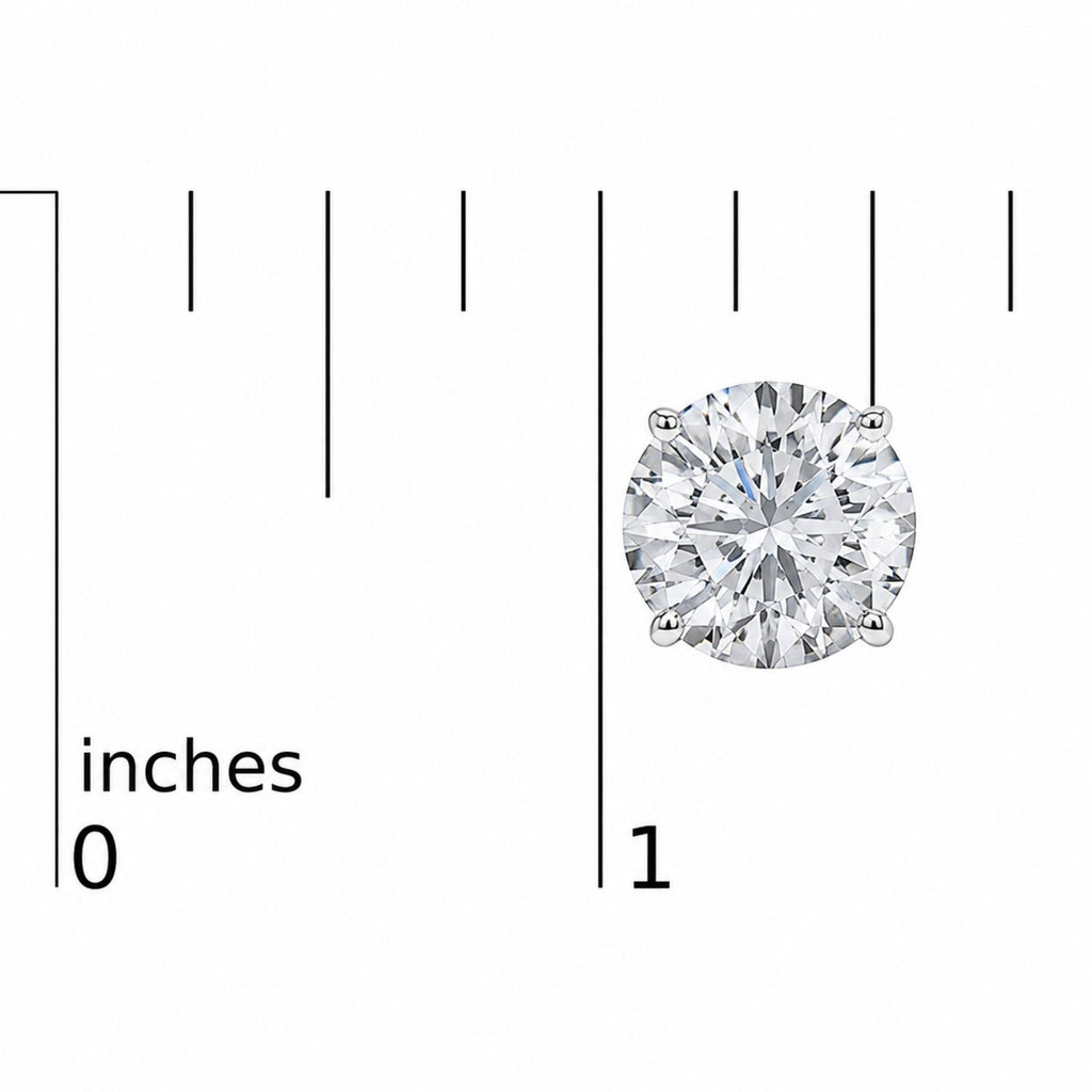 14K Gold Round Lab Grown Diamond Solitaire Stud Earrings with Push Backs