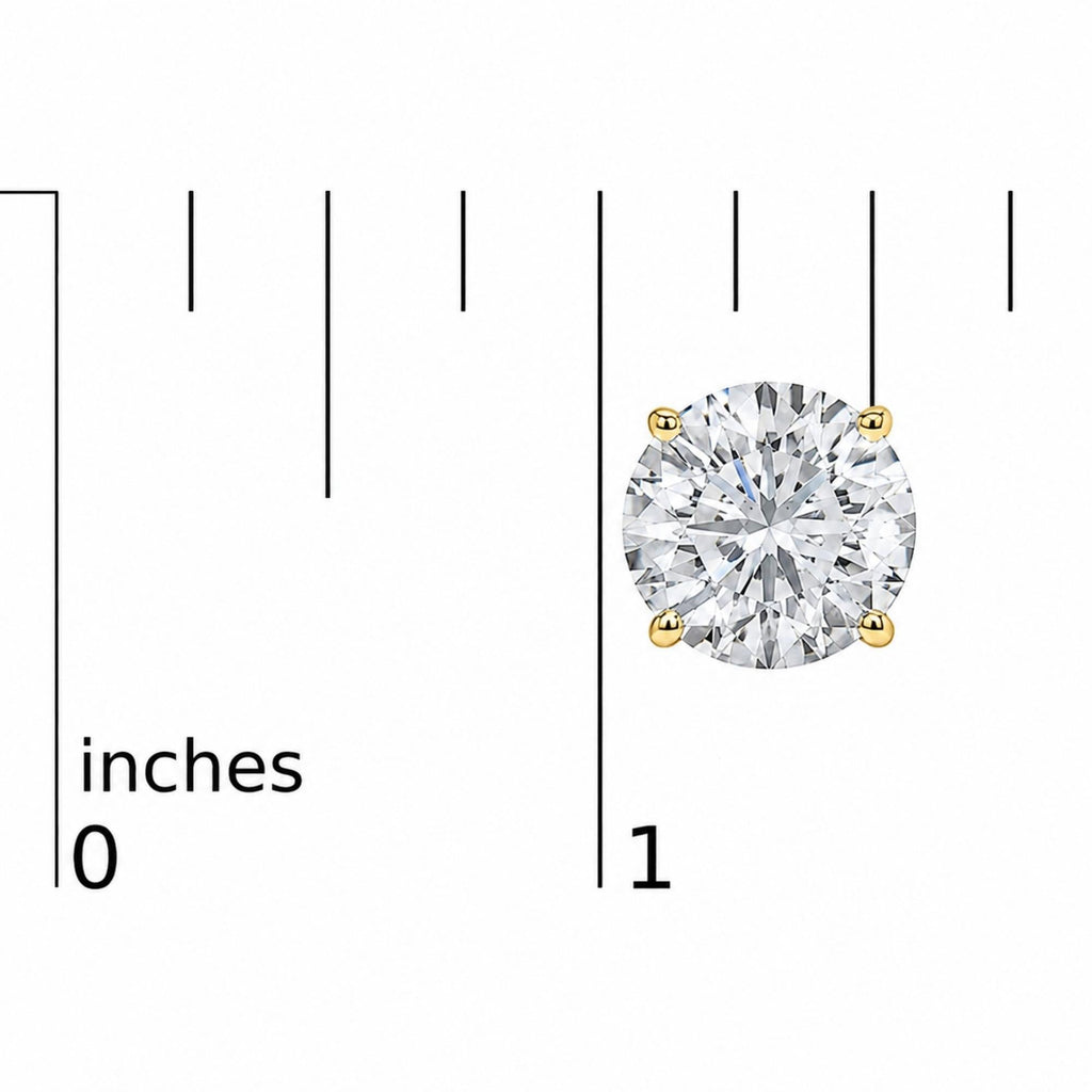 14K Gold Round Lab Grown Diamond Solitaire Stud Earrings with Push Backs