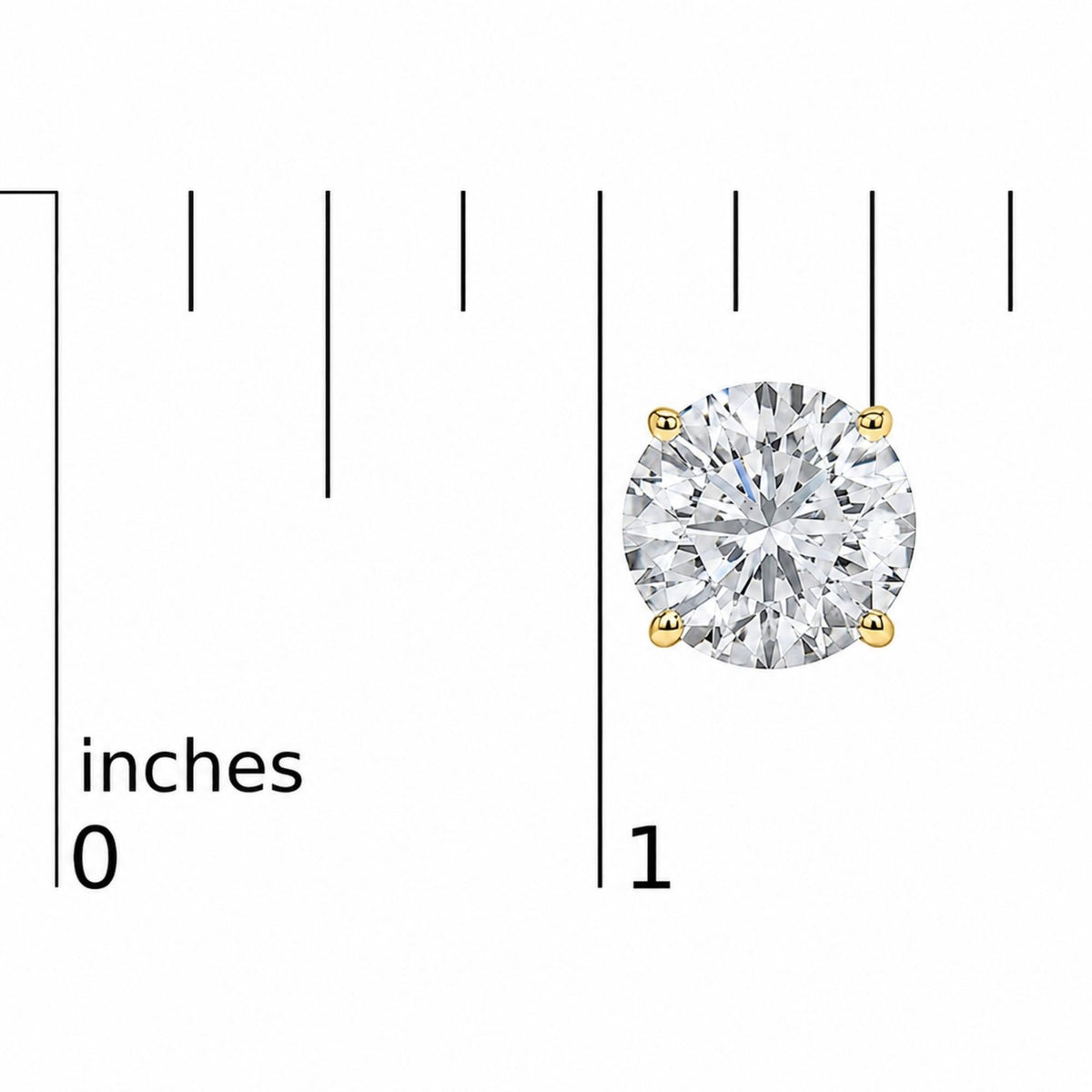 14K Gold Round Lab Grown Diamond Solitaire Stud Earrings with Push Backs