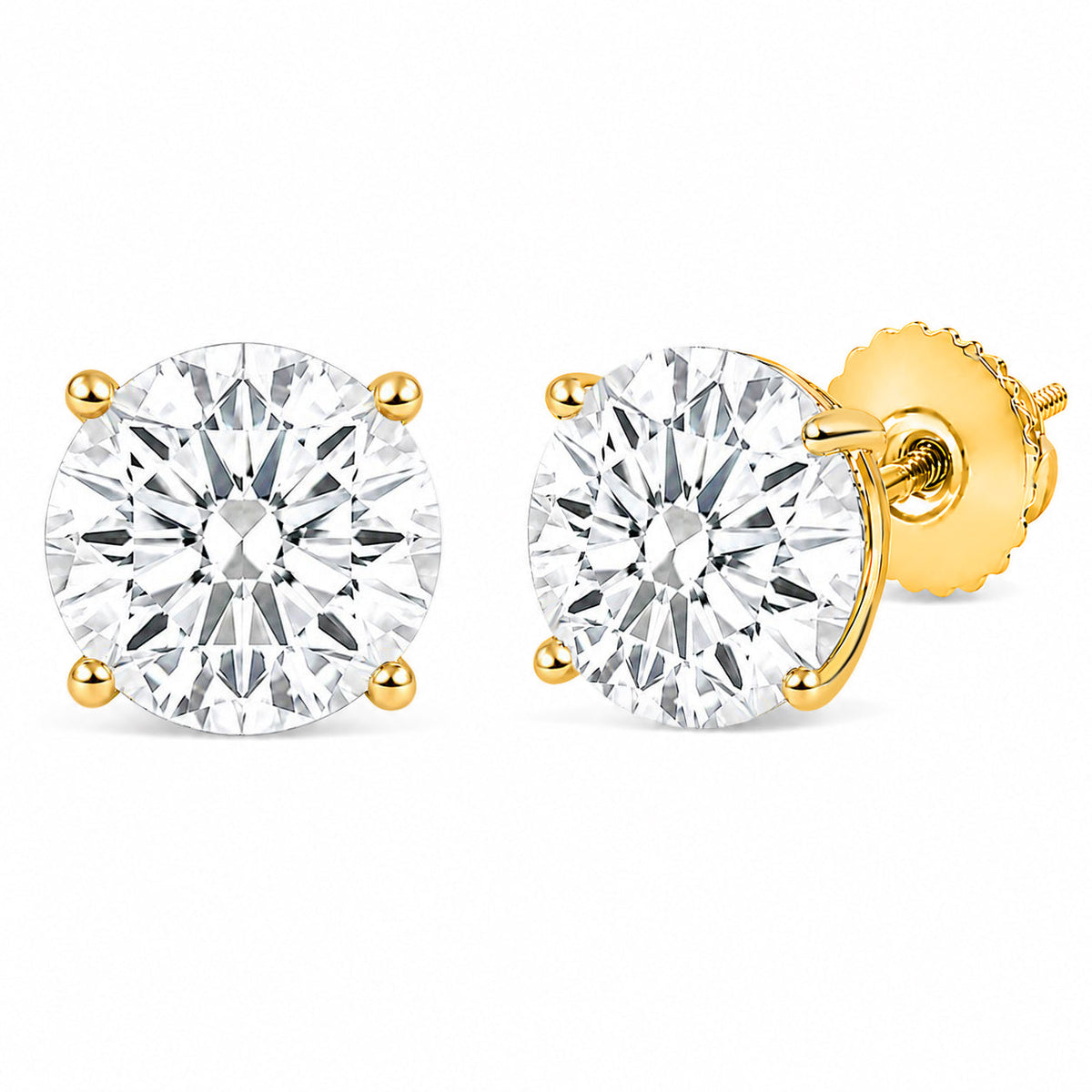 IGI Certified 14K Gold Lab Grown Diamond Solitaire Stud Earrings