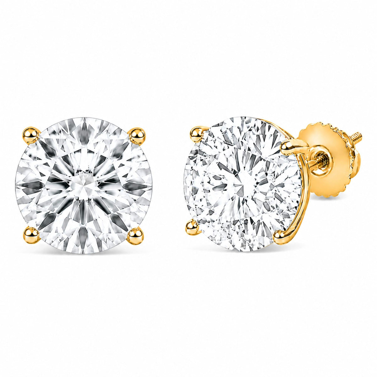 IGI Certified 14K Gold Lab Grown Diamond Solitaire Stud Earrings