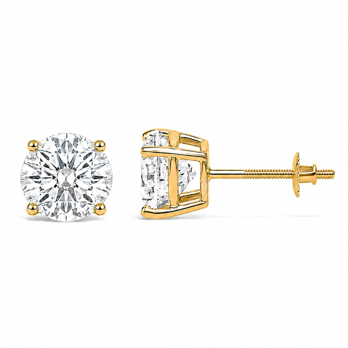 IGI Certified 14K Gold Lab Grown Diamond Solitaire Stud Earrings