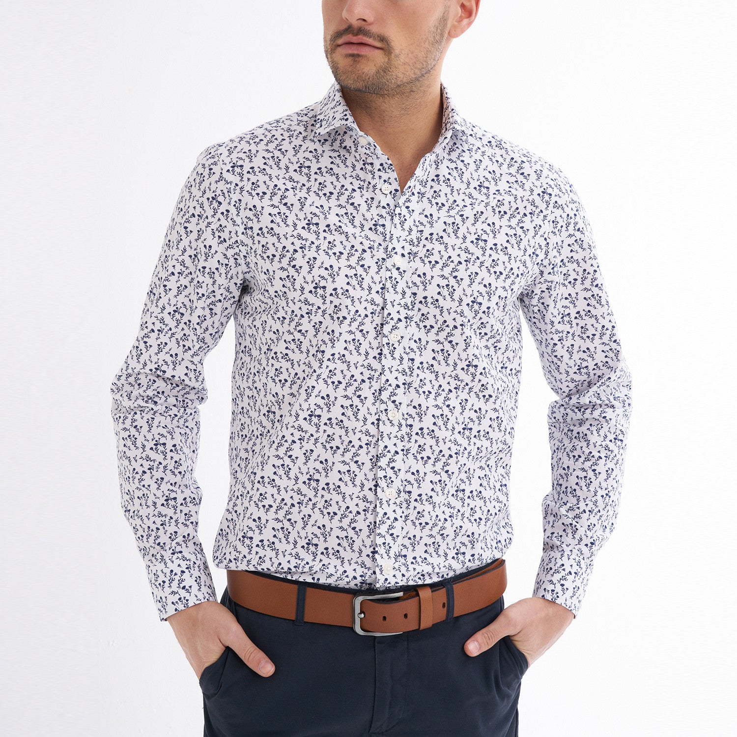 Santino Button-Up Shirt // White + Black