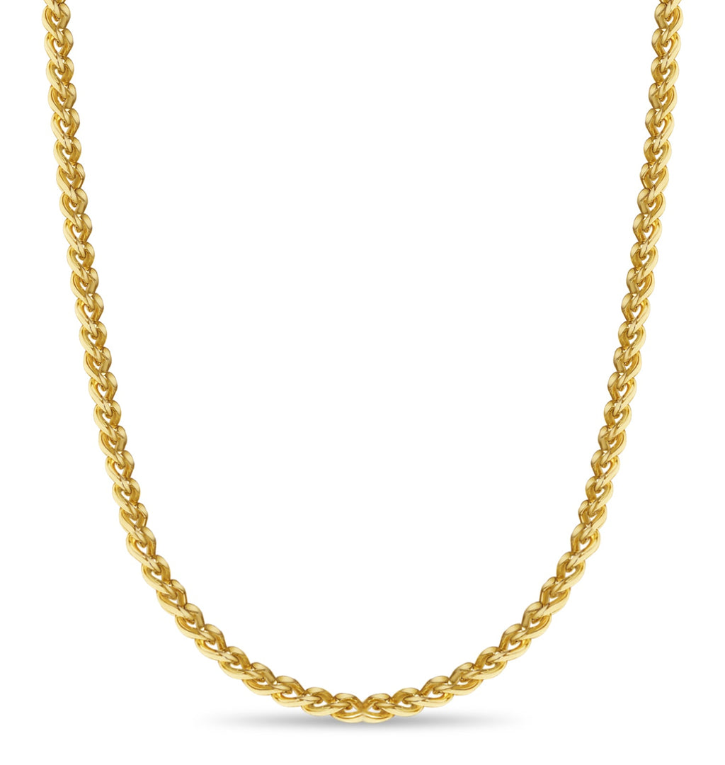 Curb Solid White/Yellow/Rose Gold Handmade Necklace , 8mm, 16-30 Inch