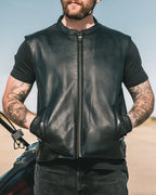 Club House Men's Leather Motorcycle Vest