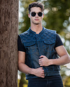 Downside Men's Motorcycle Leather Vest