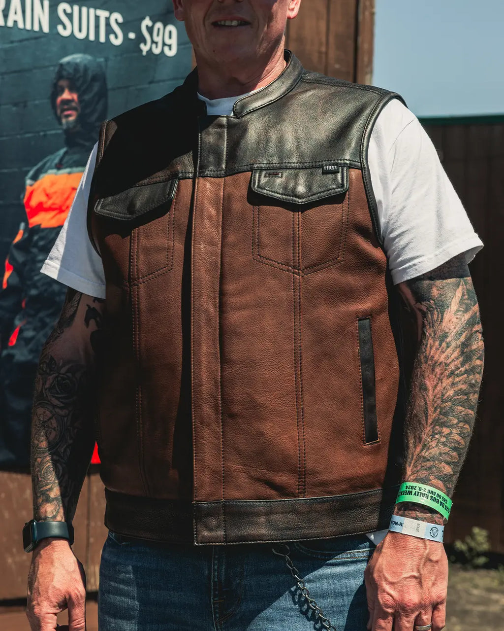 Gunner Men's Leather Motorcycle Vest (Limited Edition)
