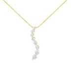 14k Yellow Gold 3.0 cttw Baguette and Brilliant Round-Cut Diamond Journey 18" Pendant Necklace (I-J Color, I2-I3 Clarity)