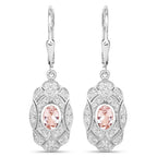 1.04 Carat Genuine Morganite and White Topaz .925 Sterling Silver Earrings