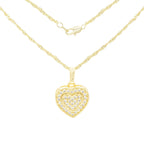 Cubic Zirconia 14K Gold Filled Two-Ply Heart Pendant Necklace Set