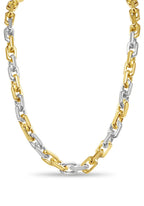 Fancy Rolo Solid White/Yellow/Rose Gold Handmade Necklace , 11mm, 16-30 Inch