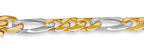 Figaro Solid White/Yellow/Rose Gold Handmade Bracelet , 9mm, 6.5-10 Inch