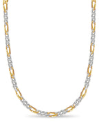 Figaro Solid White/Yellow/Rose Gold Handmade Necklace , 9mm, 16-30 Inch