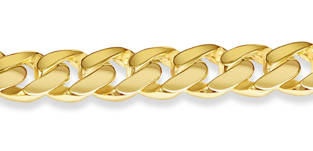 Curb Solid White/Yellow/Rose Gold Handmade Bracelet , 11mm, 6.5-10 Inch