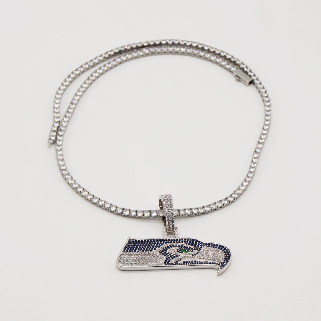 Seattle Seahawks Zircon Pendant Necklace – Game Day & Holiday Gift for Sports Fans