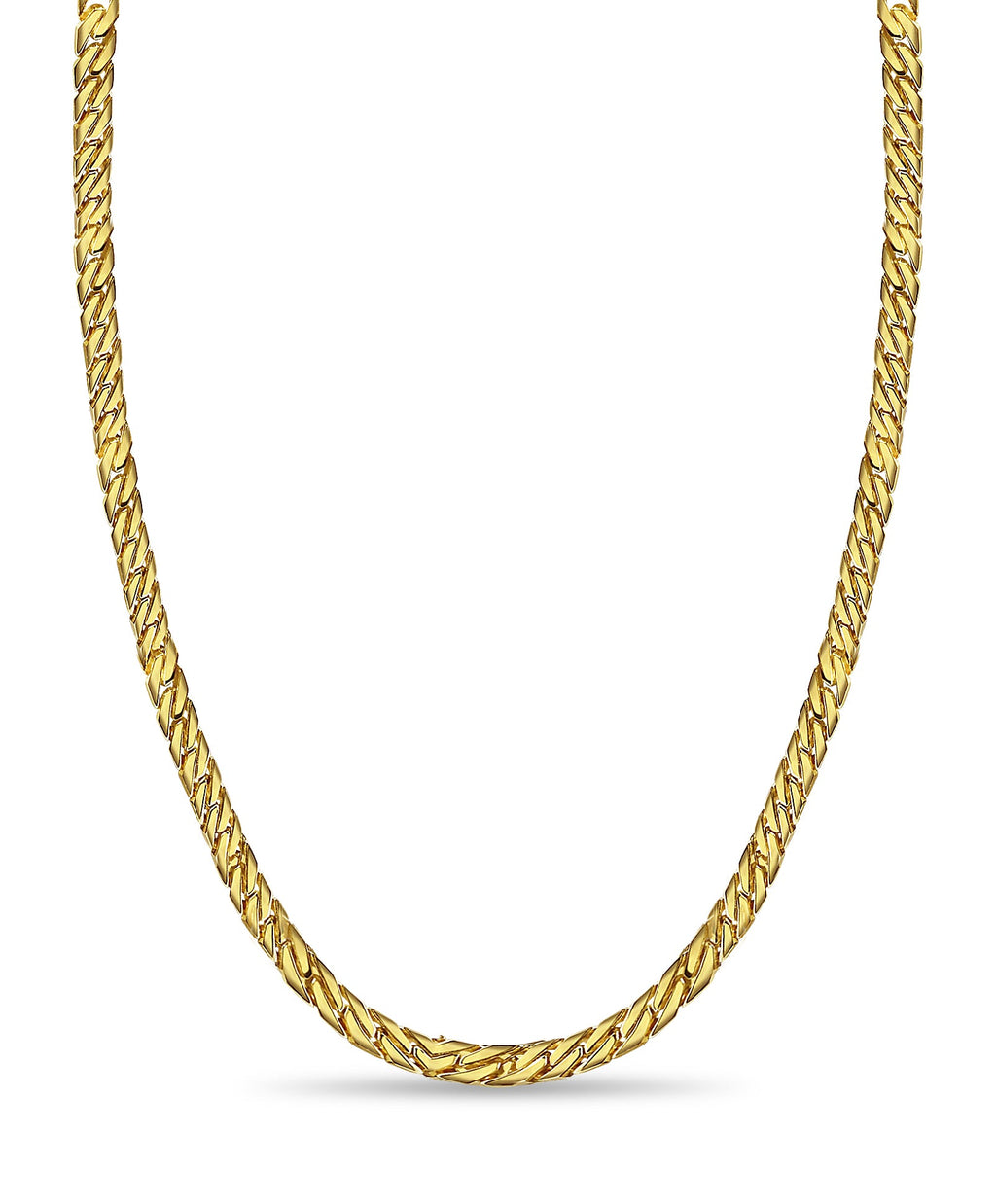 Curb Solid White/Yellow/Rose Gold Handmade Necklace , 8mm, 16-30 Inch