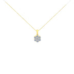 14K Yellow Gold 1.00 Cttw Brilliant Round-Cut Diamond 7 Stone Floral Cluster 18" Pendant Necklace (H-I Color, SI2-I1 Clarity)