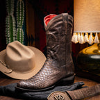 Kansas // Python Leather Western Boots // Brown