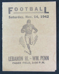 1942 Lebanon vs. William Penn High School Football Game Program 11/14