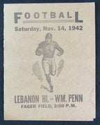 1942 Lebanon vs. William Penn High School Football Game Program 11/14