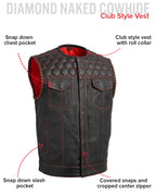 Hornet Perforated Men's Club Style Leather Vest
