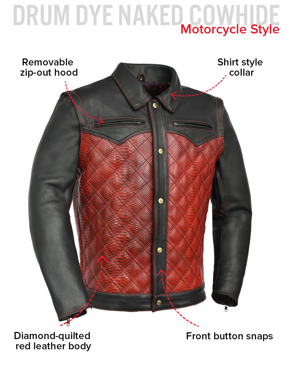 Redstrike Men’s Motorcycle Leather Jacket