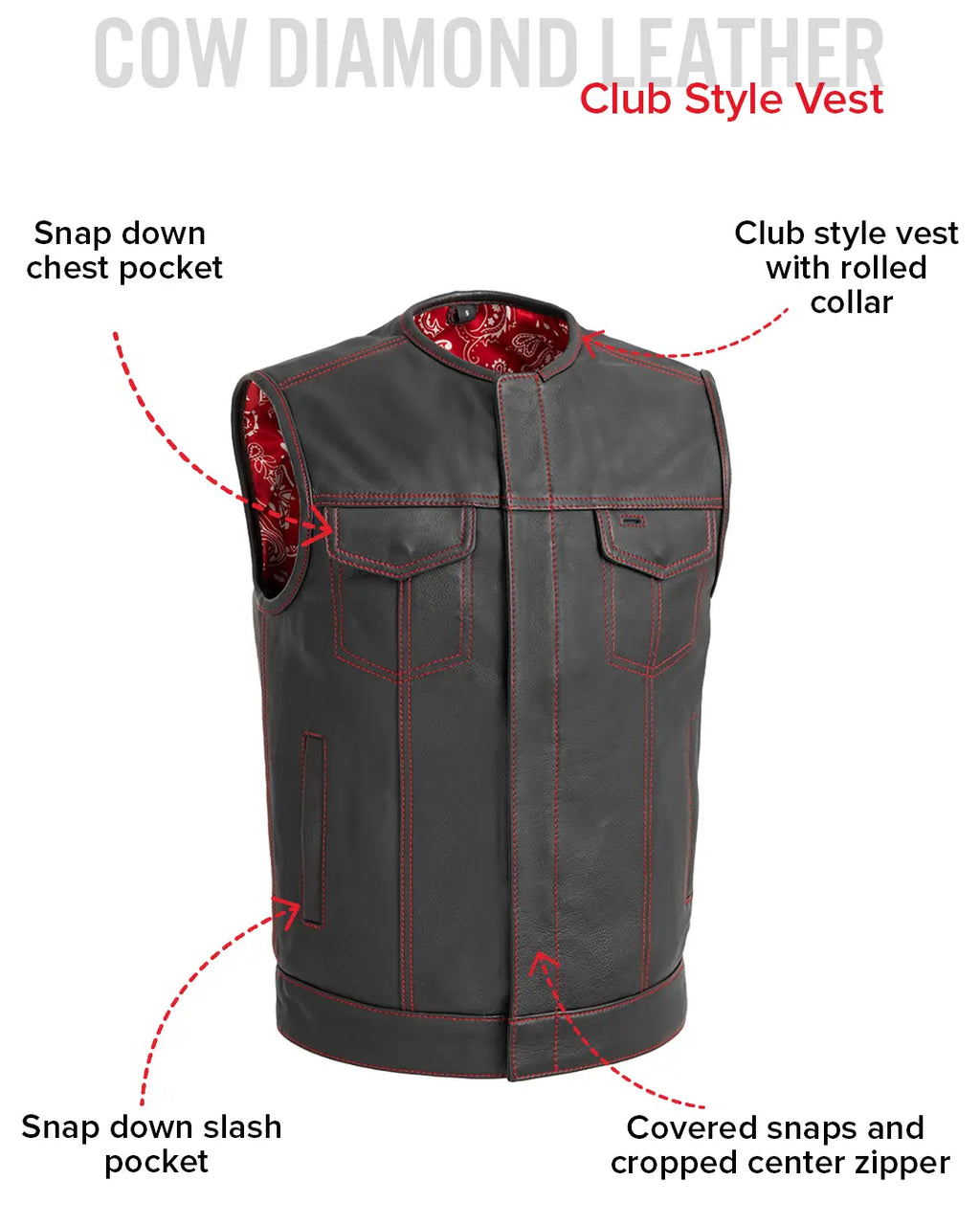 Bandit Men's Leather Motorcycle Vest