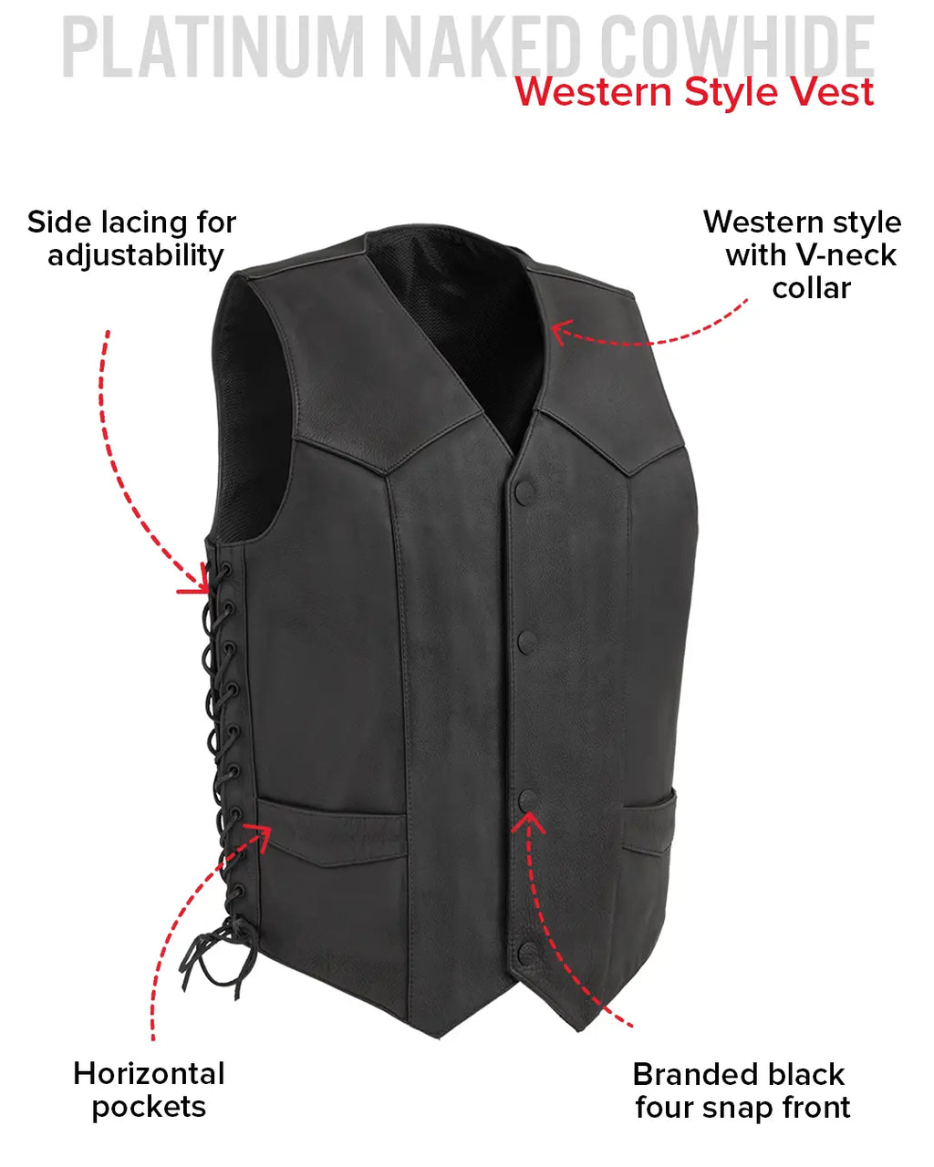 Deadwood Men's Motorcycle Western Style Leather Vest