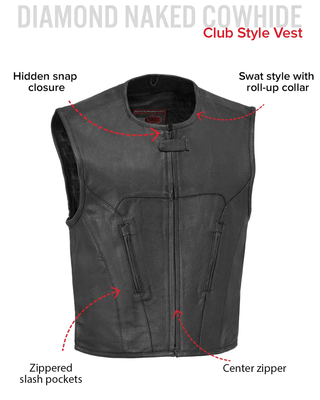 Raceway - Men's Motorcycle Perforated Leather Vest