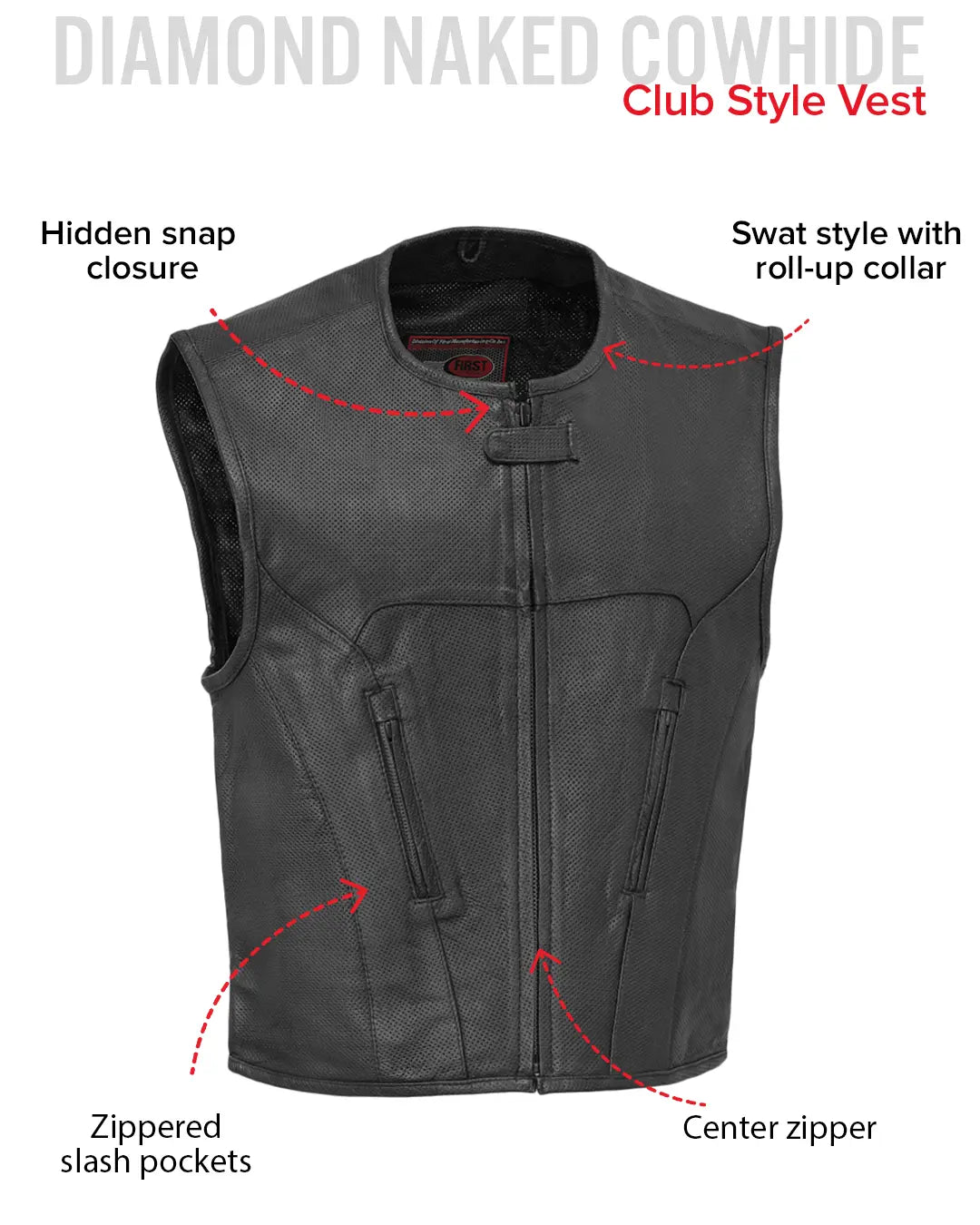 Raceway - Men's Motorcycle Perforated Leather Vest
