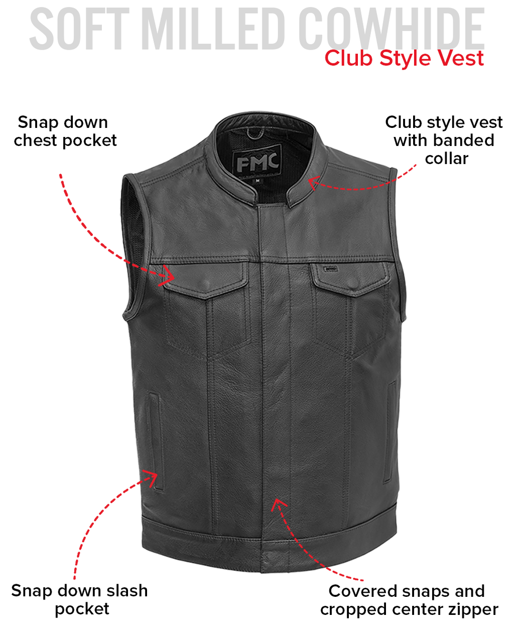 Blaster Men's Leather Motorcycle Vest