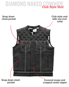 Finish Line - White Checker - Men's Motorcycle Leather Vest