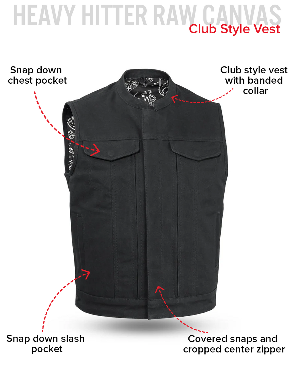 Highland V2 Men's Motorcycle Canvas Vest