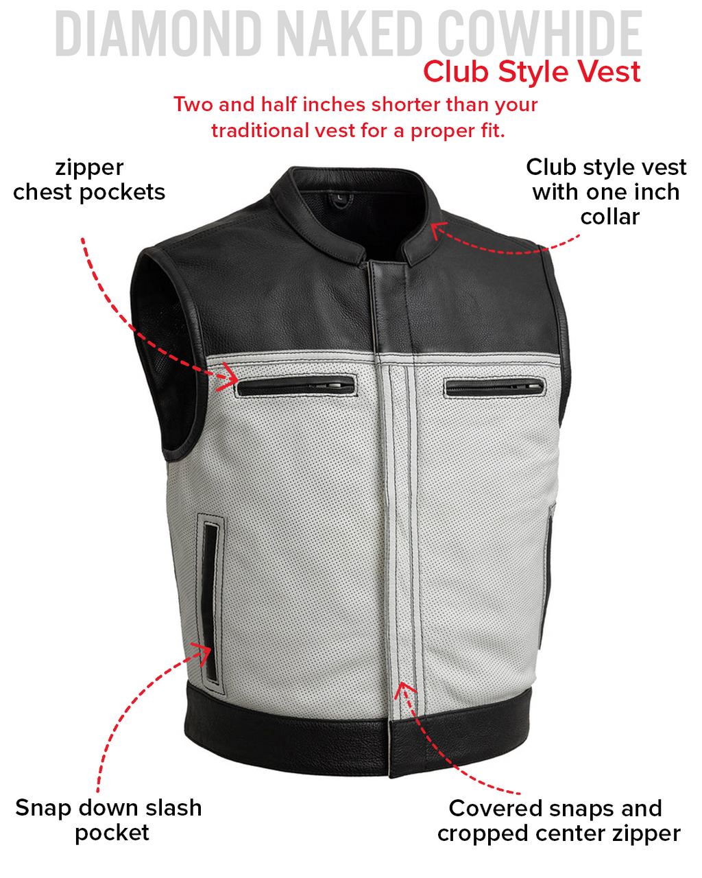 Two Tone Lowrider Perforated Men's Leather Vest