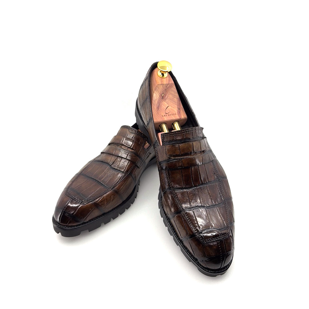 Maurice Malibu Custom Made Alligator Loafer - Brown