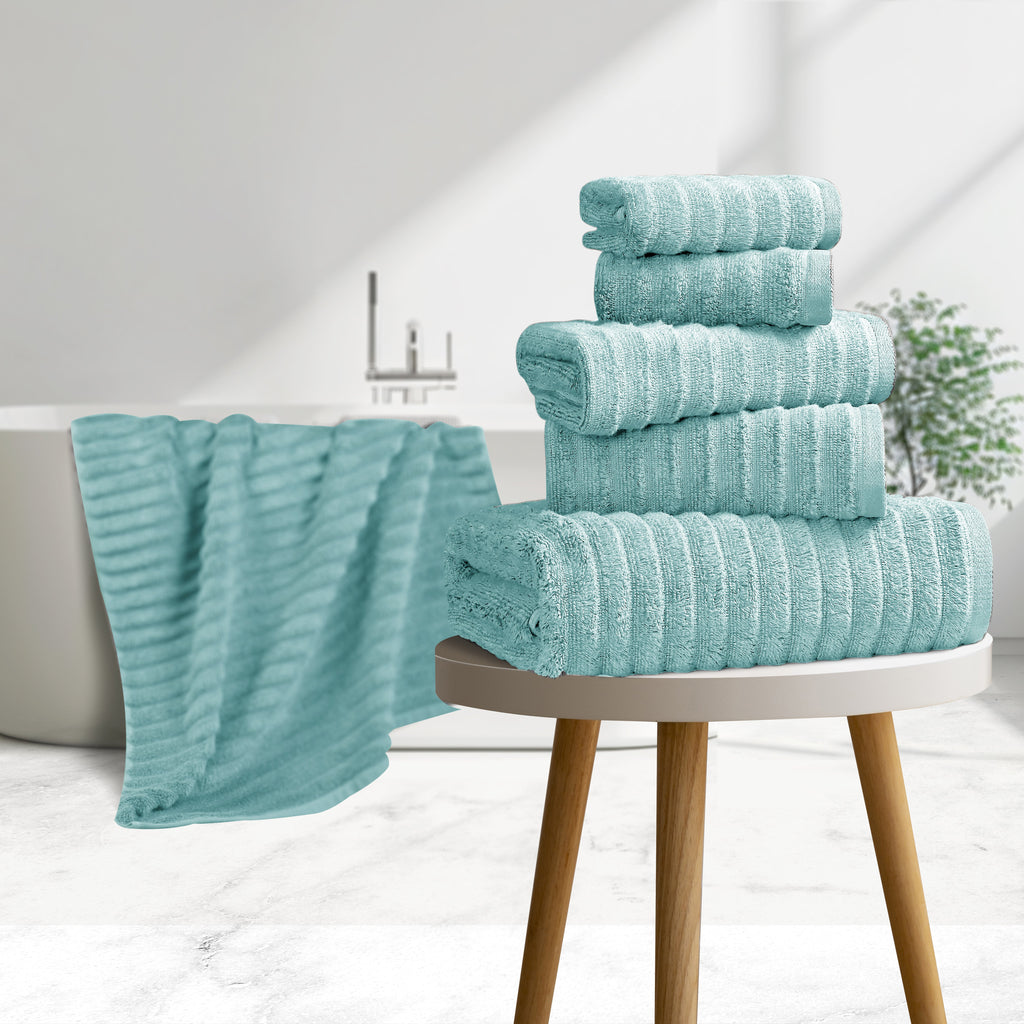 Bibb Home 6 Piece Ribbed Egyptian Cotton Towel Set