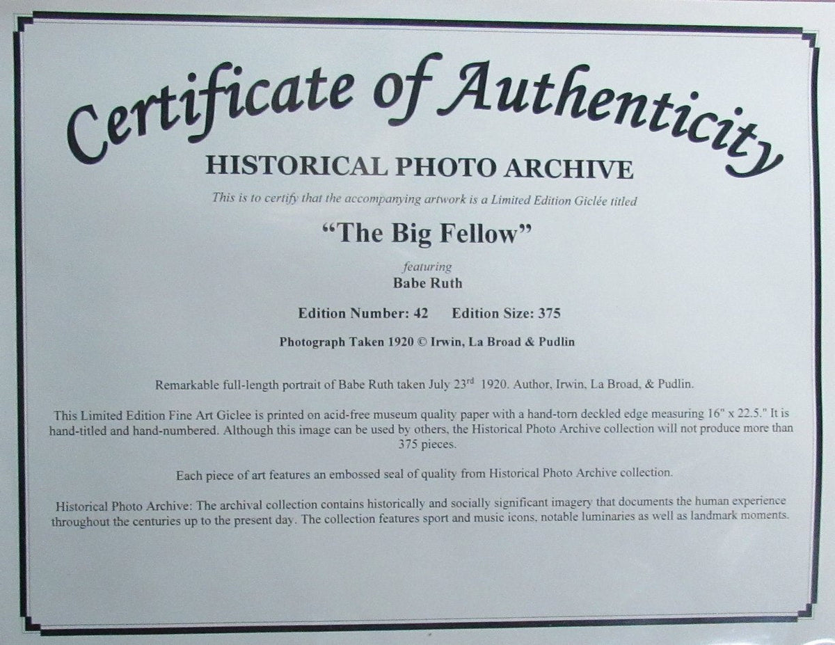 Babe Ruth Yankees HOF Fine Art Lithograph Limited Numbered Framed 187195