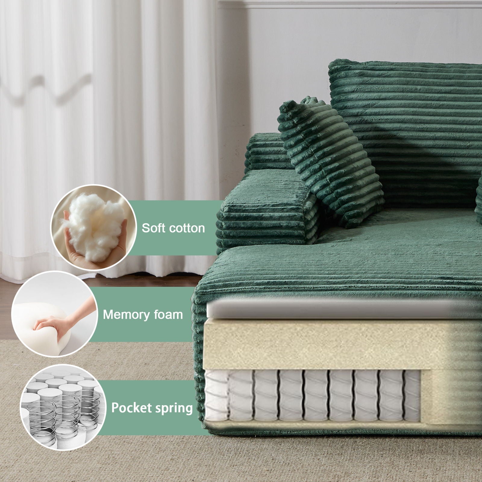 Oversized Chaise Lounge Chair Cozy Cloud Couch With 3 Throw