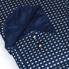 Contrast Collar & Cuff Button Up // Navy Dots + Solid Navy Trim