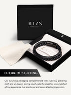 Black Braided Leather & Black Onyx Bead Bracelet
