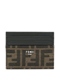 Fendi Men Ff Jacquard Fabric Card Holder