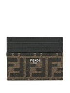 Fendi Men Ff Jacquard Fabric Card Holder