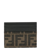 Fendi Men Ff Jacquard Fabric Card Holder