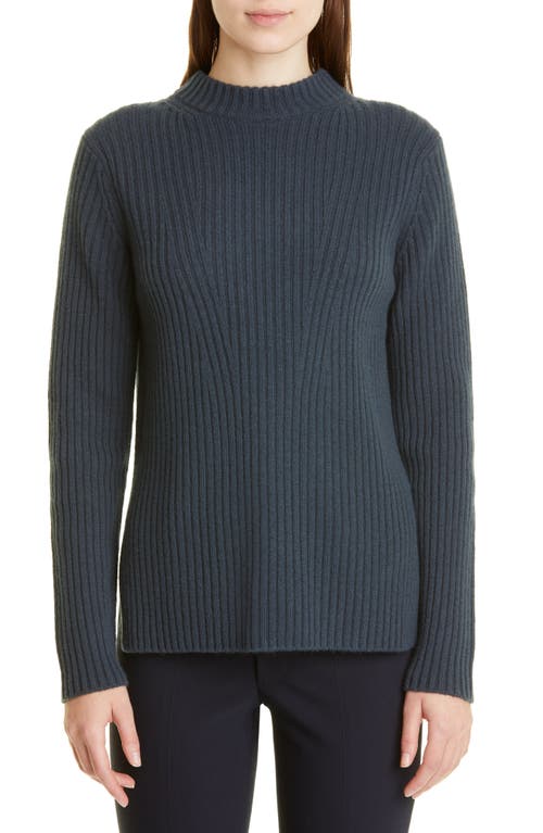 Vince Wool & Cashmere Rib Tunic Sweater in Tide Pool, Size Large