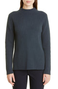 Vince Wool & Cashmere Rib Tunic Sweater in Tide Pool, Size Large
